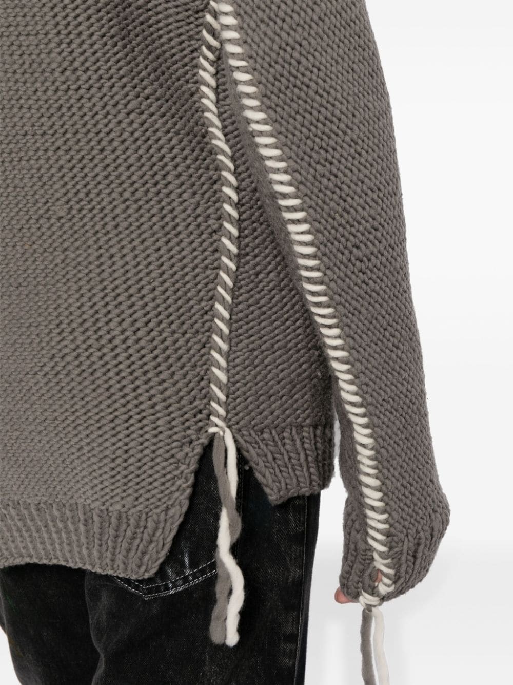 whipstitch-detail merino jumper - 5