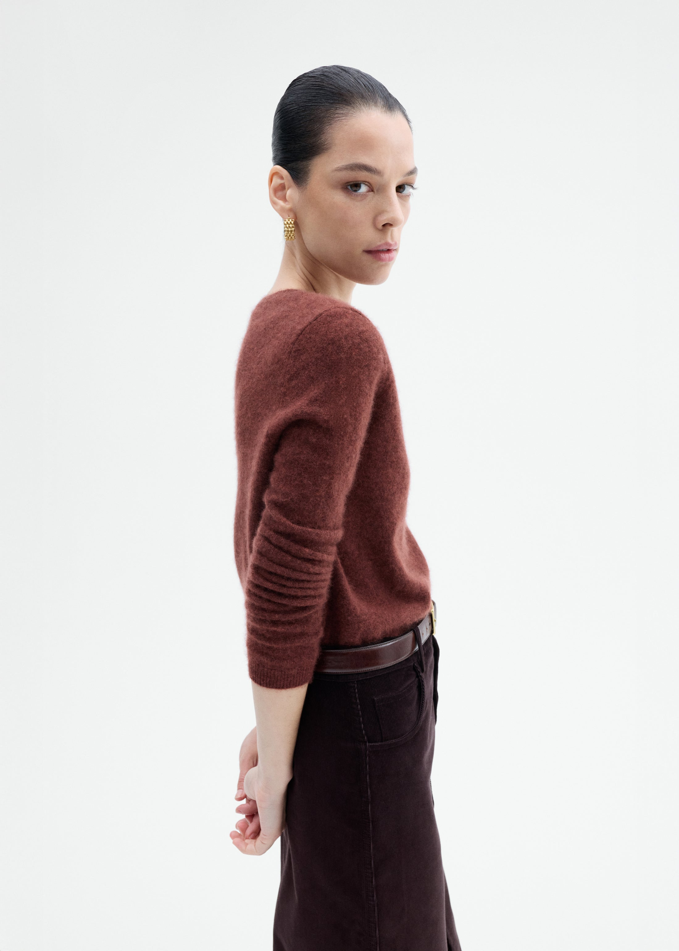 Long Sleeve Crew Sweater in Cashmere Silk - 2