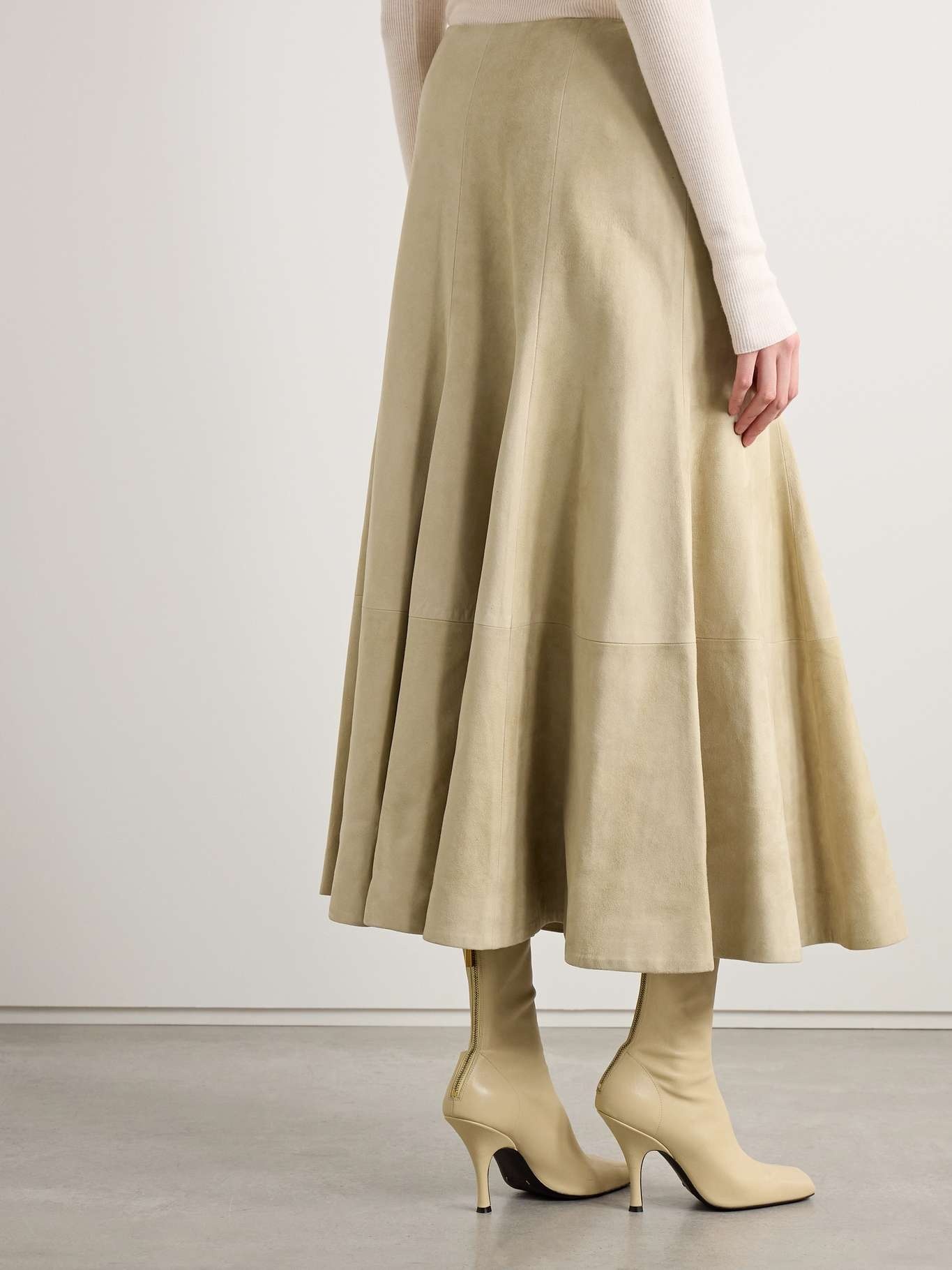 Lenno suede midi skirt Beige - 4