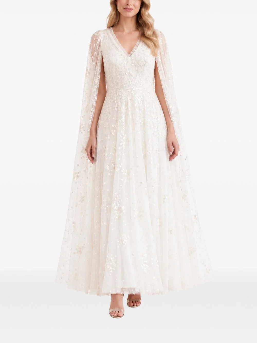 Versailles Ditsy cape-sleeve dress - 1