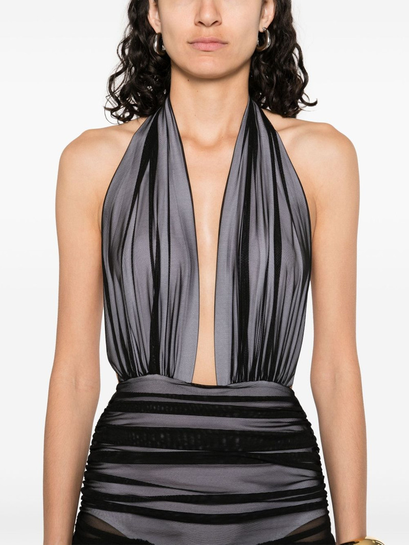 halterneck shirred maxi dress 5