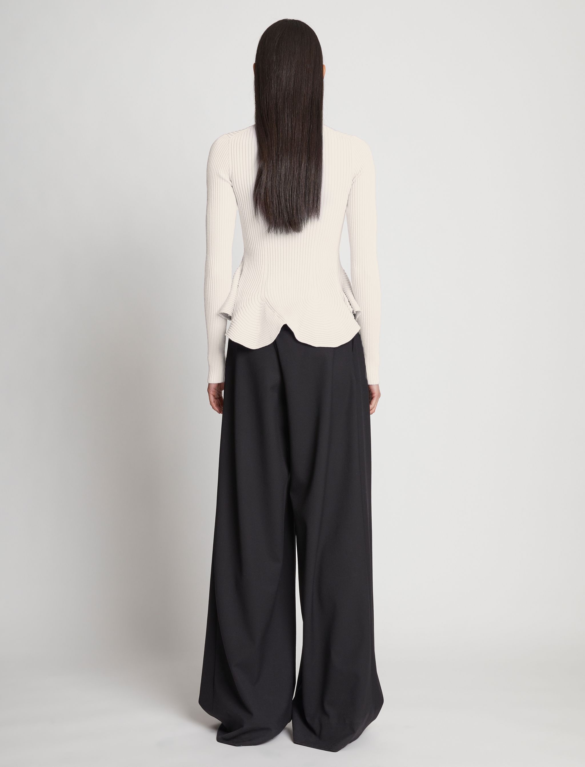 Fluted Rib Knit Peplum Sweater - 5