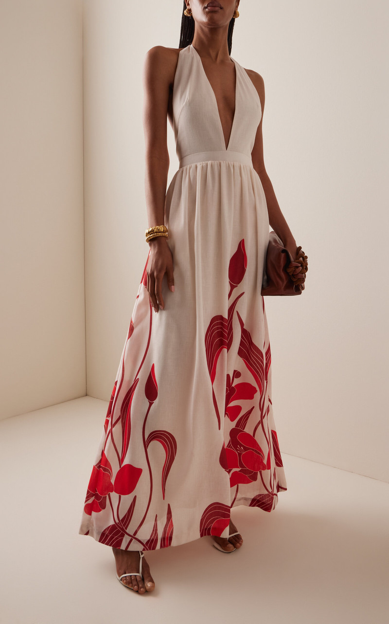 ANDRES OTALORA Mi Esplendor Linen Gown red outlook