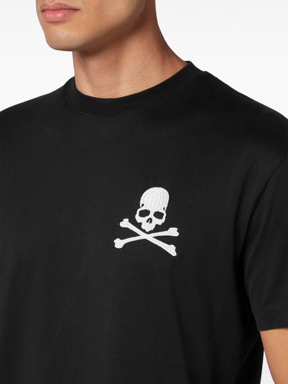 skull-embroidery cotton T-shirt - 5