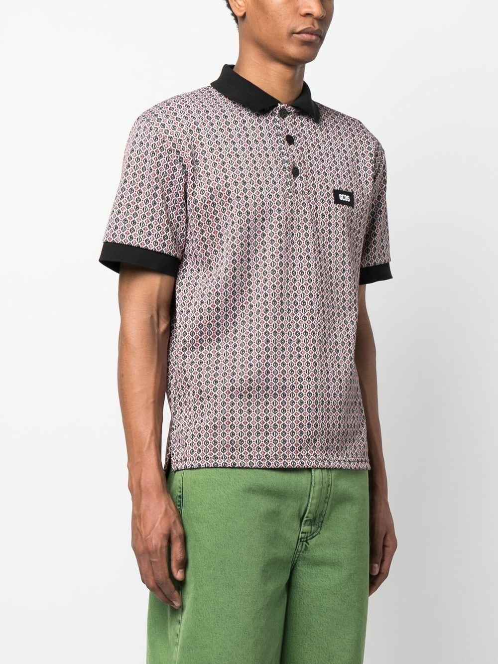 logo-patch jacquard polo shirt - 3