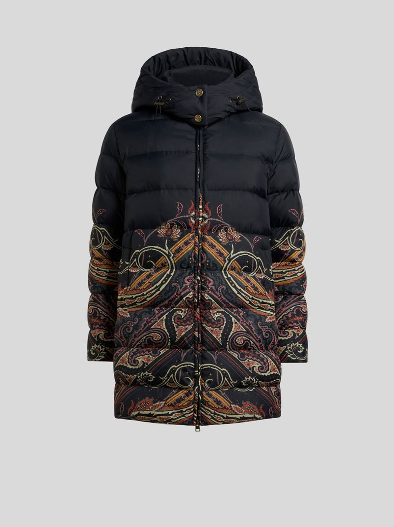 DOWN JACKET WITH PLACED PAISLEY AND GEOMETRIC PRINT 1