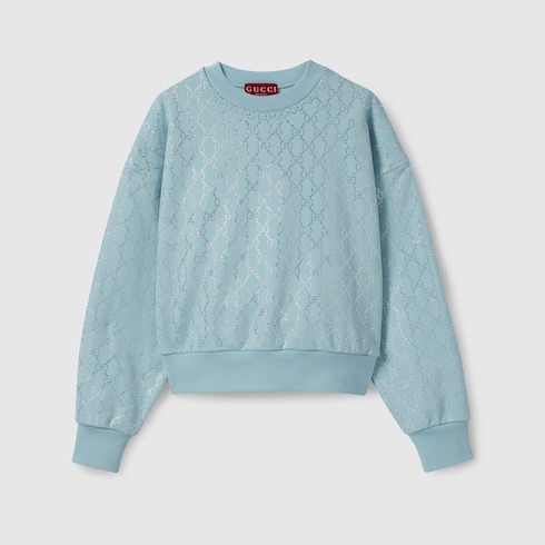 Cotton jersey sweatshirt with crystals - 1