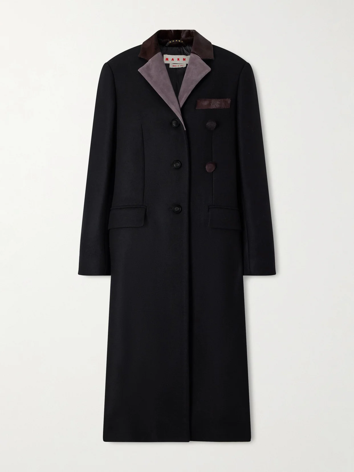 Embroidered Calf Hair And Suede-trimmed Wool Coat - 1