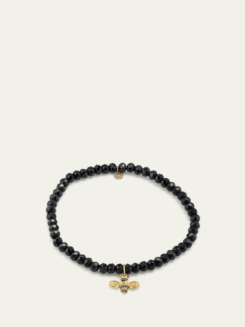 SYDNEY EVAN 4mm Black Spinel Diamond and Sapphire Bee Bracelet outlook