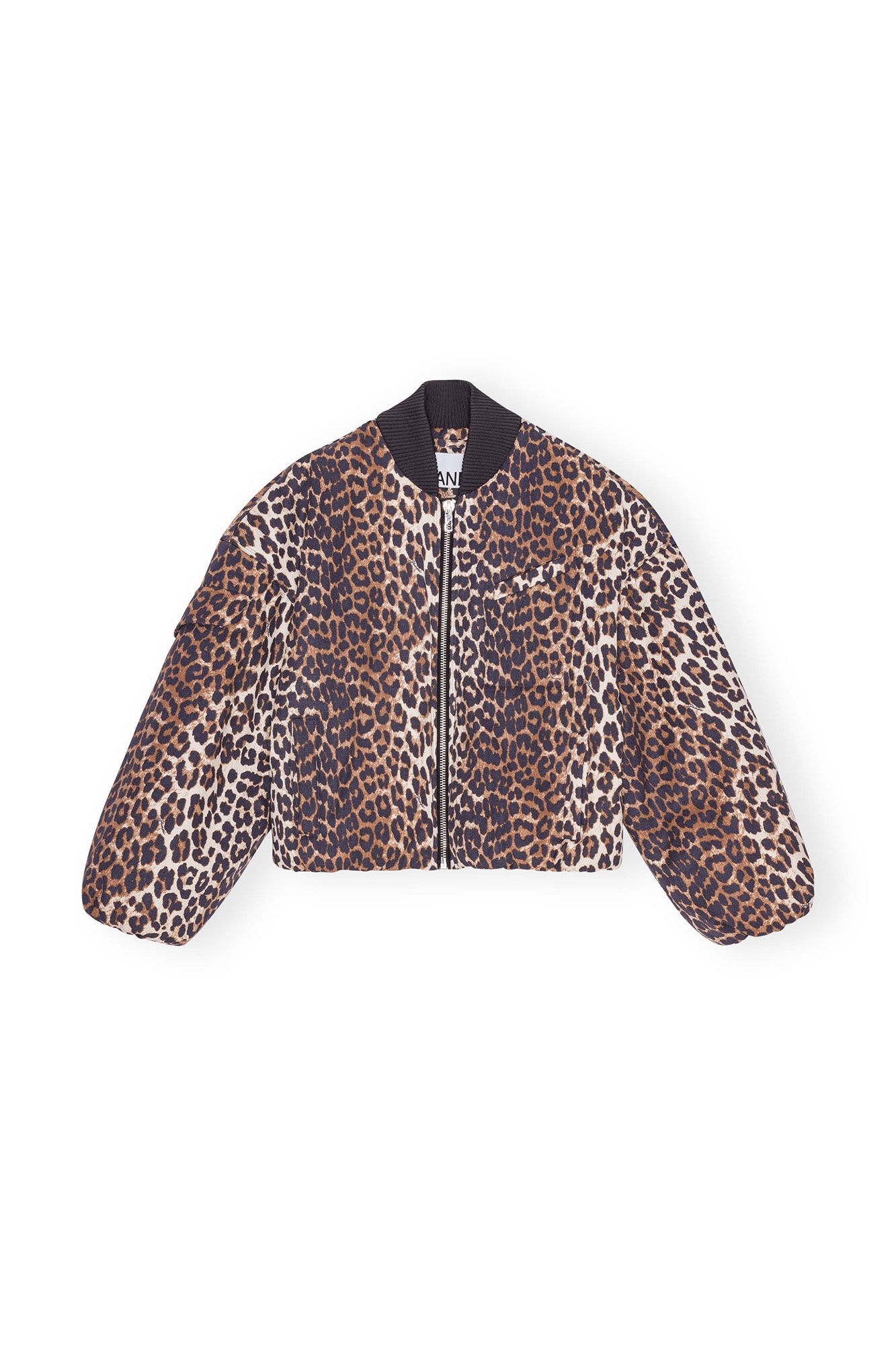 PRINTED CANVAS OVERSIZED SHORT BOMBER JACKET - 1