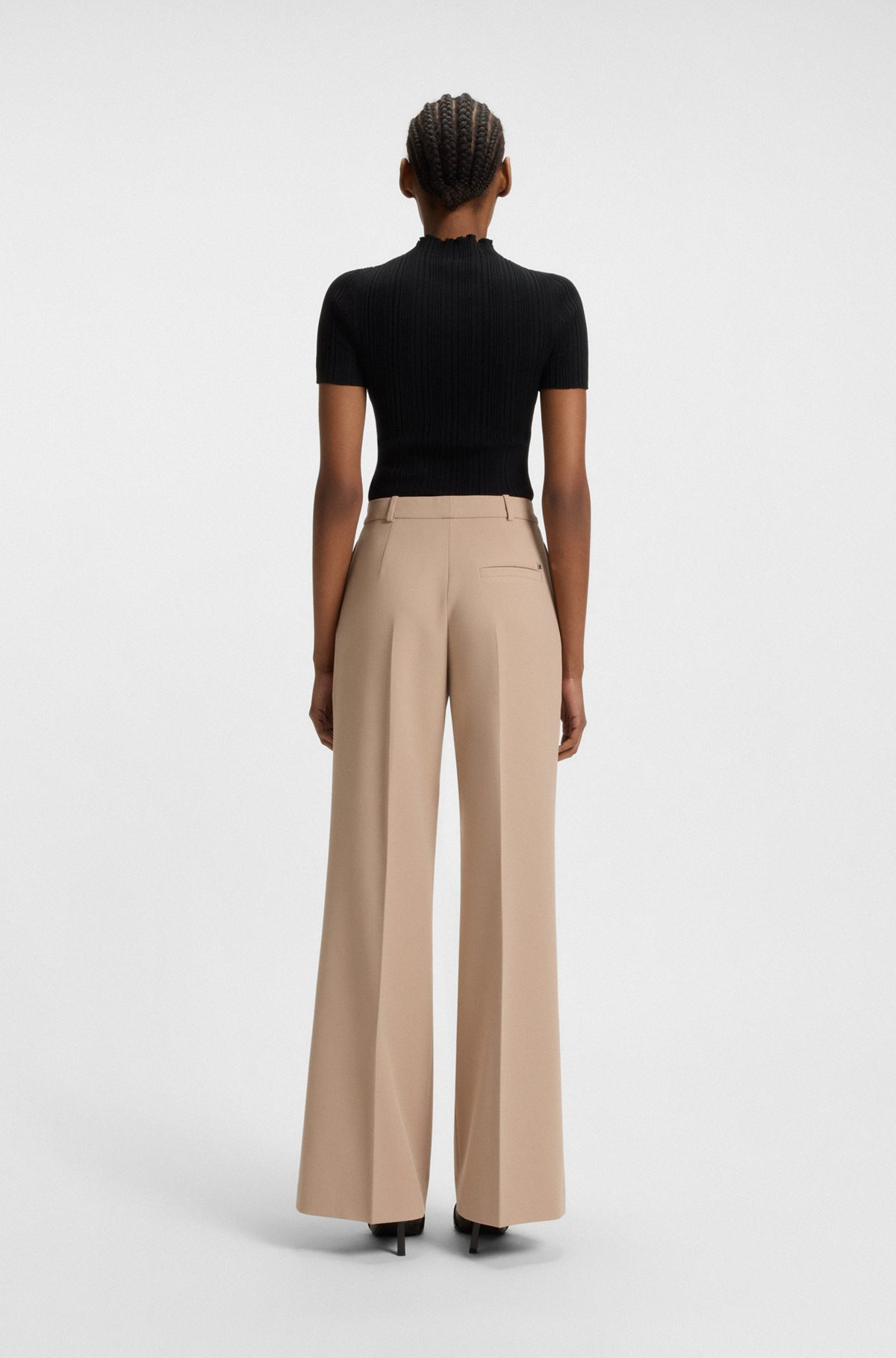 REGULAR-FIT PANTS WITH WIDE LEG IN STRETCH FABRIC - 4
