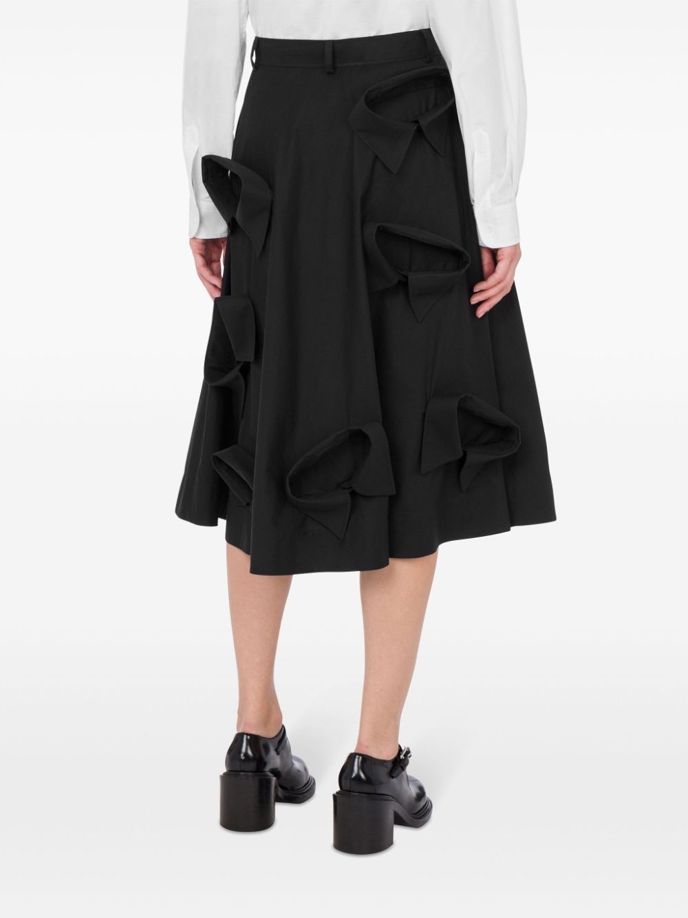 collar-appliqué midi skirt - 2