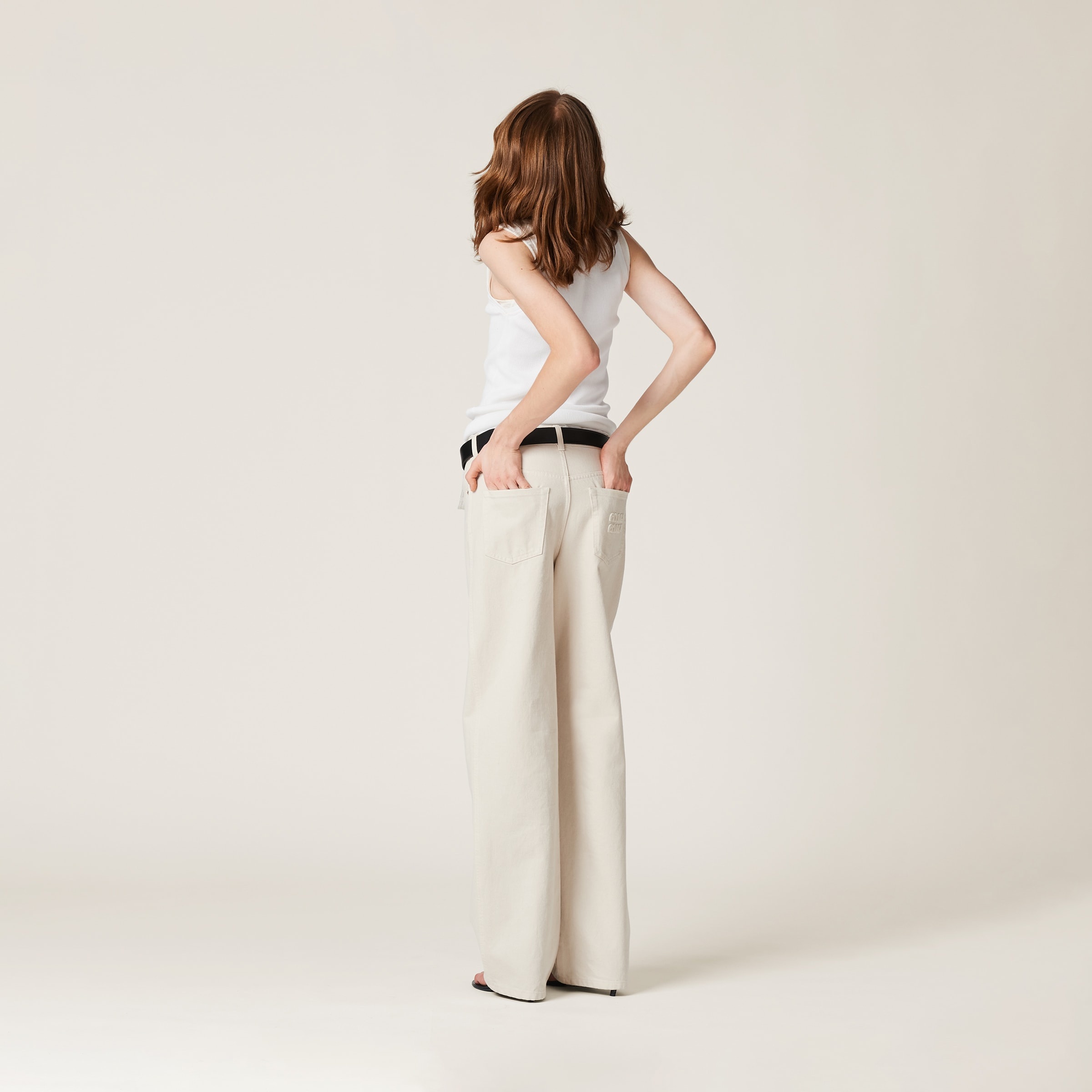 Five-pocket ecru denim jeans - 3