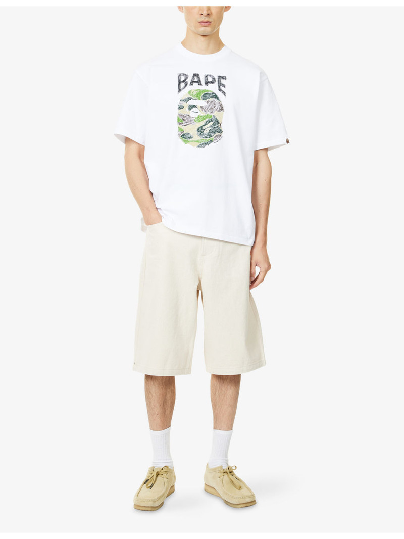A BATHING APE® Camo Handdrawn Ape Graphic-Print Cotton T-Shirt outlook