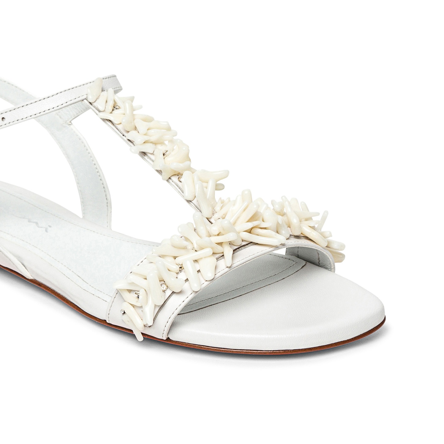 Women's white leather and corals sandal - 5