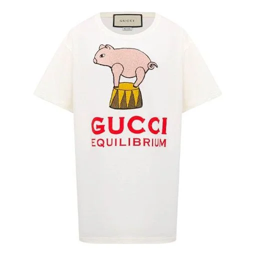 (WMNS) Gucci Equilibrium PIggy Printing Female White 615044-XJCRI-9095 - 1