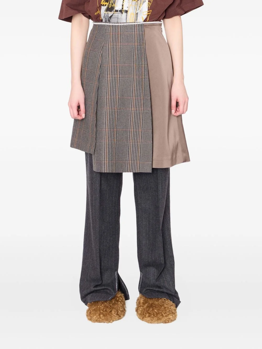 pleated panelled mini skirt - 1