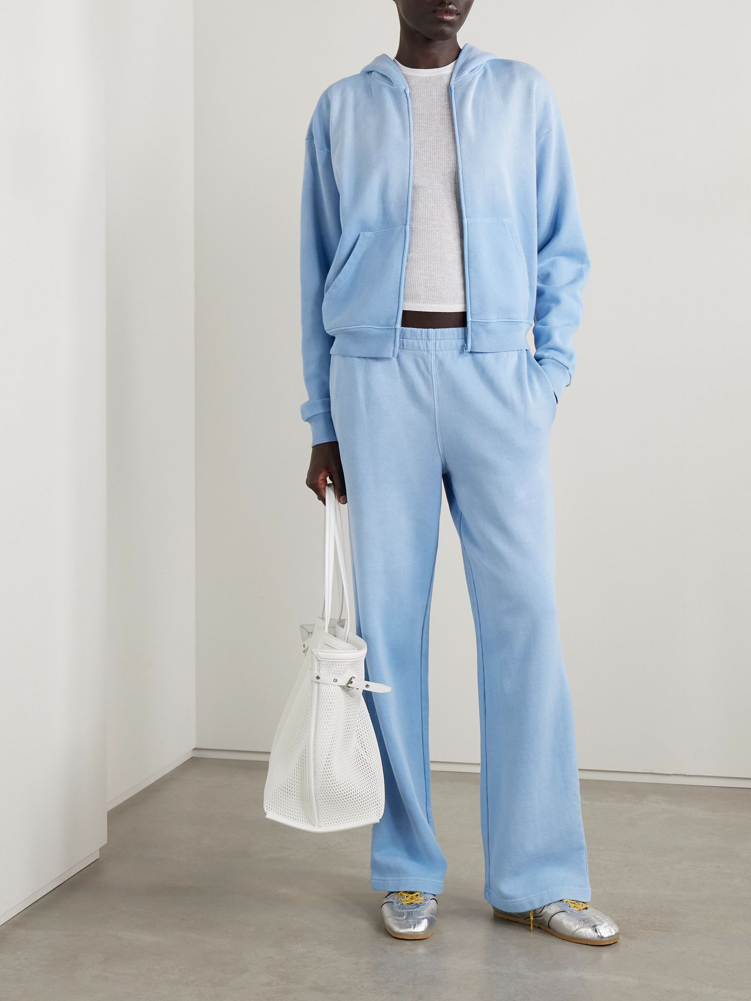 French Terry Low Rise Straight Leg Pants - Blue Bell Sky blue - 3