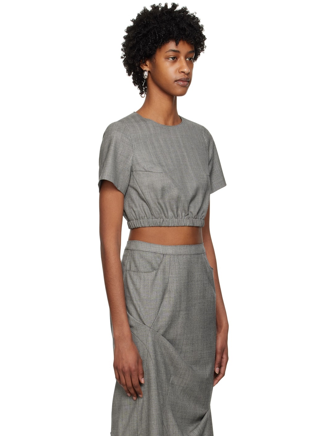 ★ADERERROR★ Flut cropped tshirt Gray Gray Flut T-Shirt by ADER error on Sale