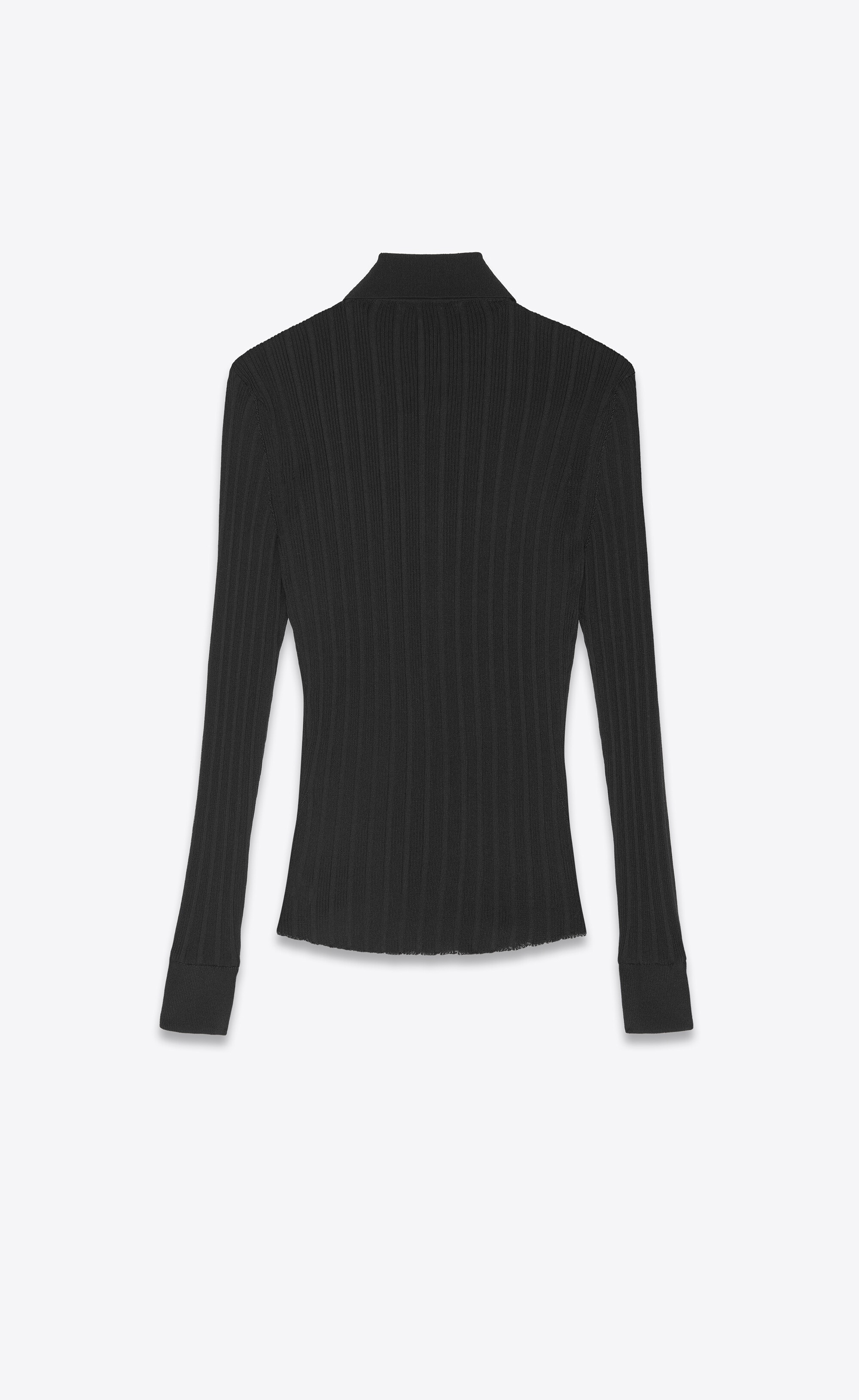 knitted shirt in ribbed silk - 2