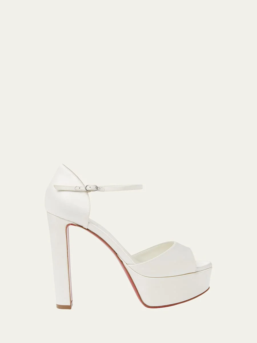 Sandaloo Silk Ankle-Strap Red Sole Platform Sandals - 1