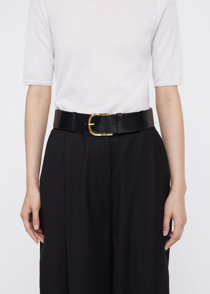 TOTEME Wide trouser leather belt black outlook