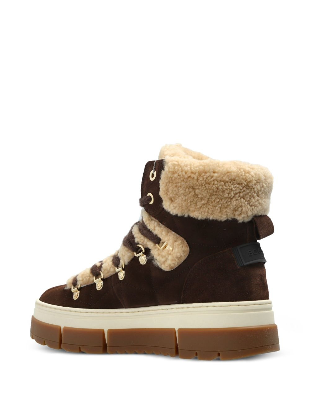 shearling-trimmed lace-up sneakers - 2