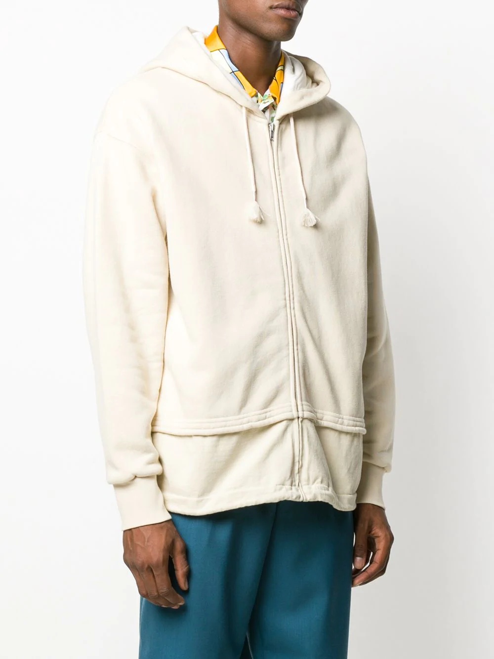 layered effect zip-up hoodie - 3