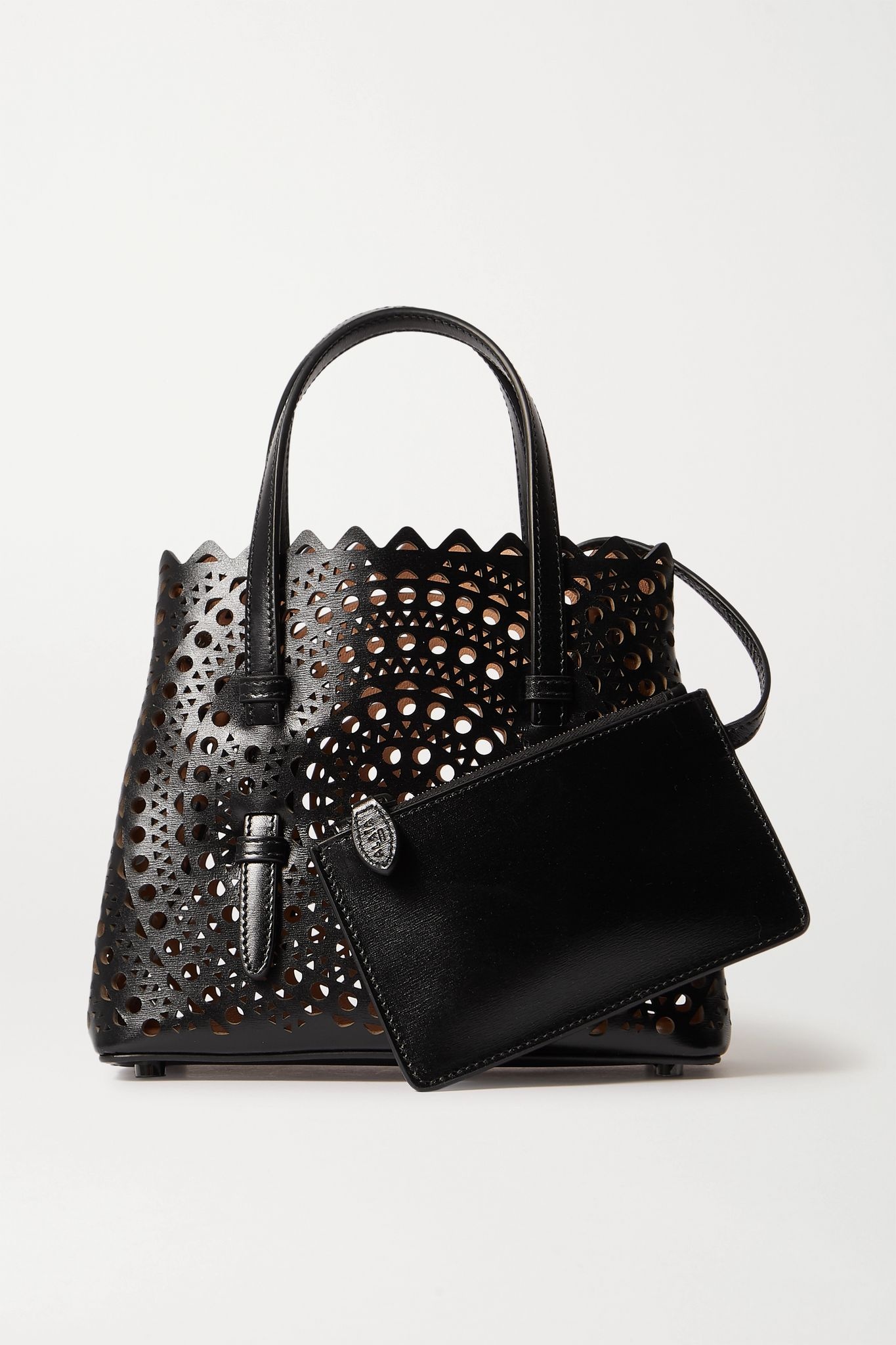 Mina mini laser-cut leather tote - 7