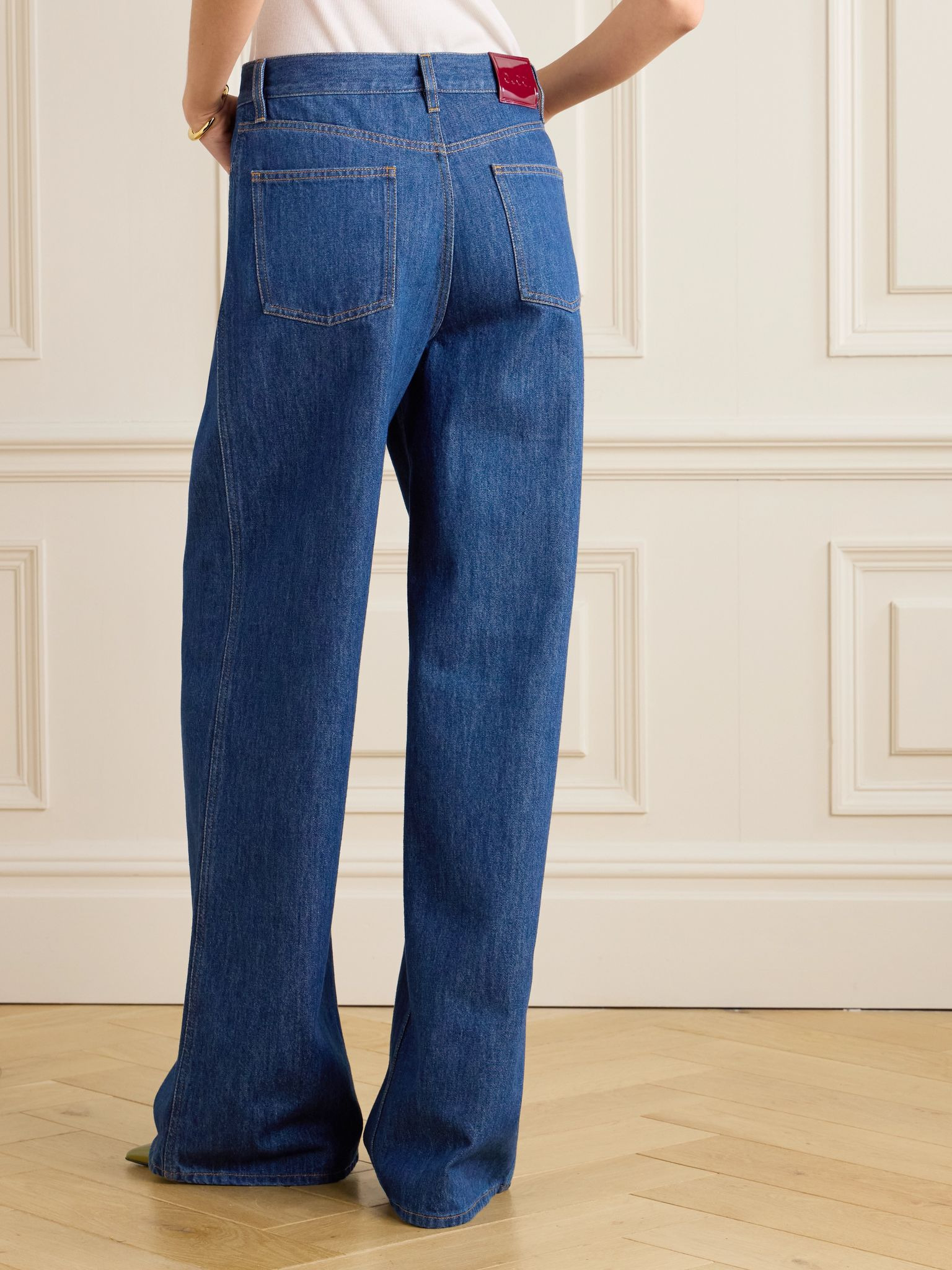 Mid-rise wide-leg jeans Dark denim - 4
