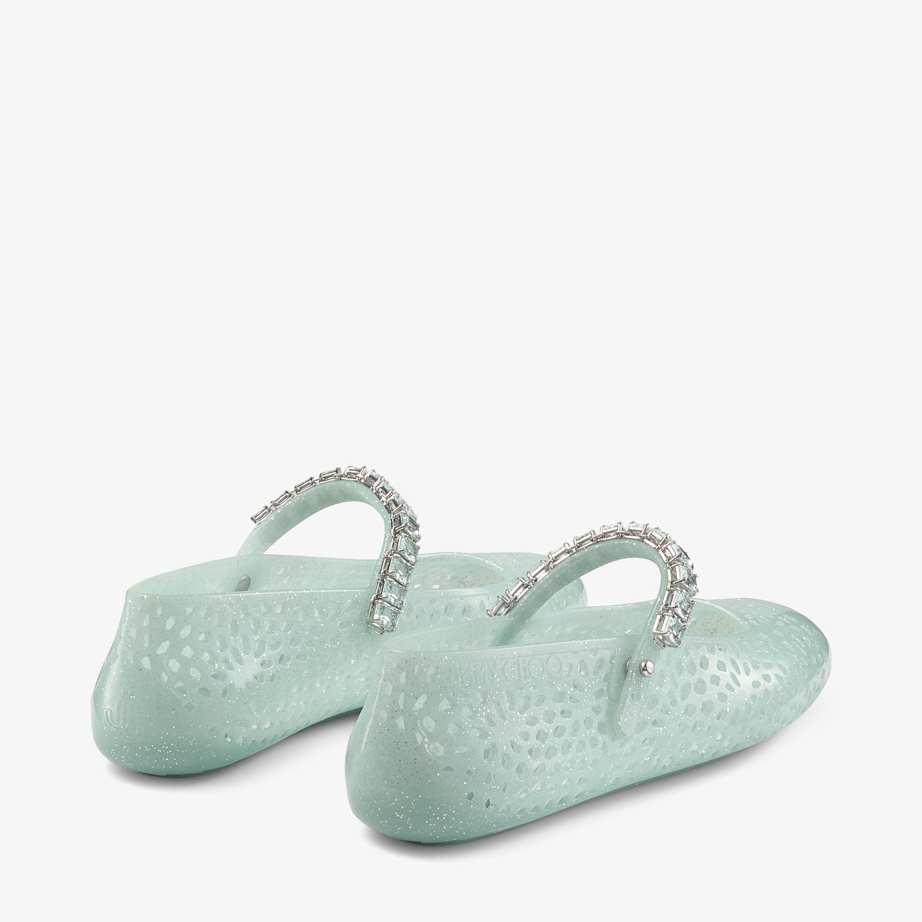 The Jelly
Light Verde Jelly Ballerina Flats with Crystal Embellishment - 6