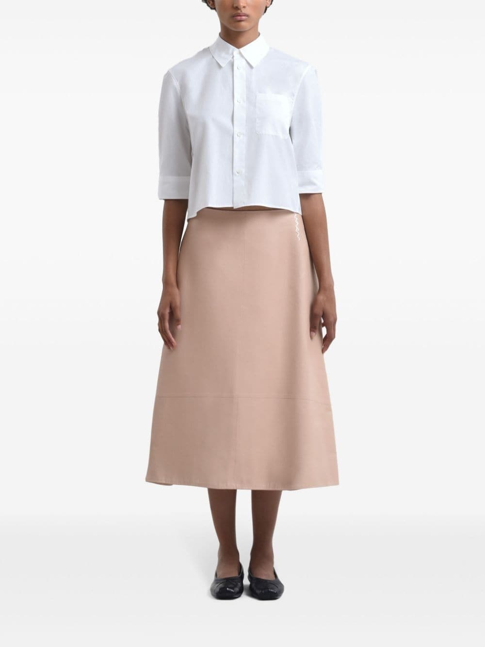 A-Line leather midi skirt - 2