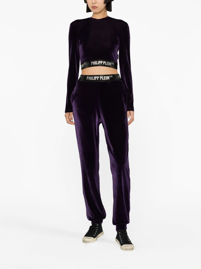 PHILIPP PLEIN embellished velvet crop top outlook