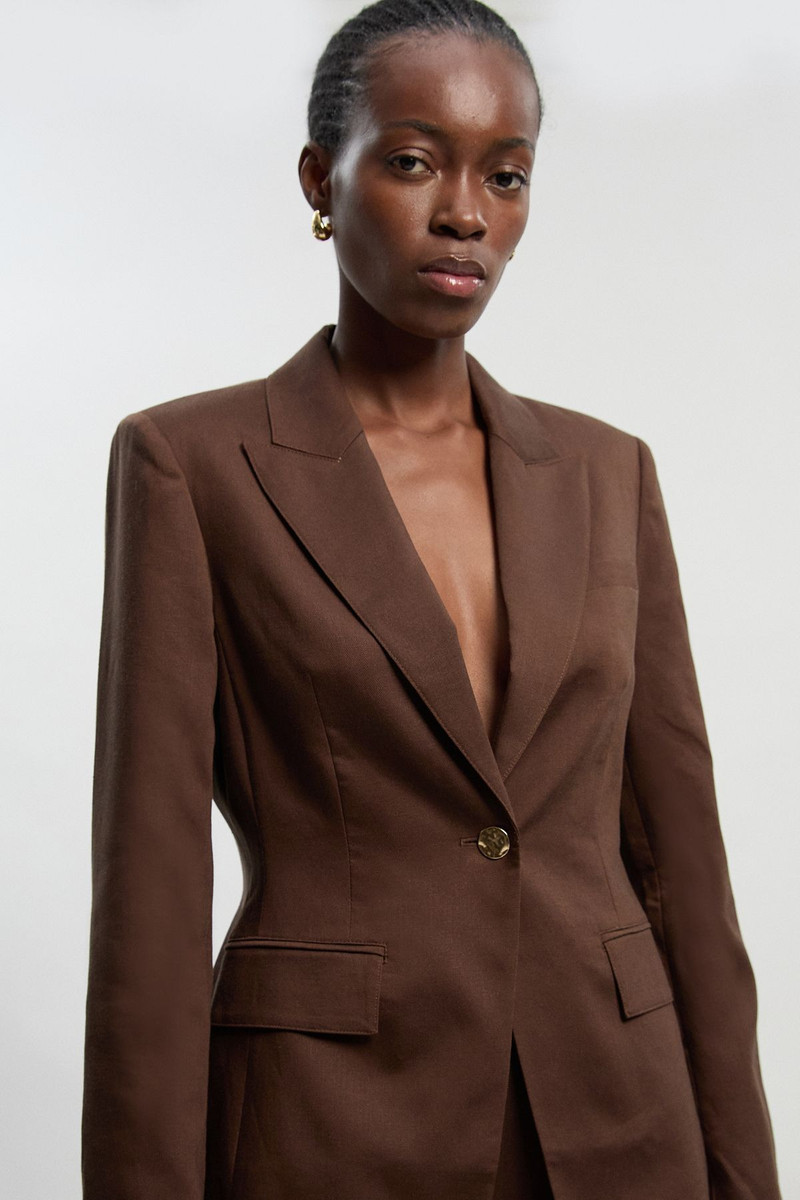 KAREN MILLEN Tailored Linen Single Breasted Blazer outlook