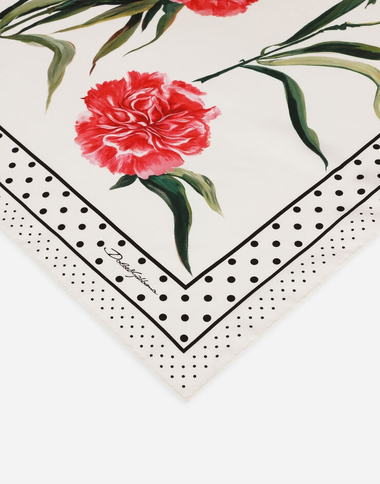 Carnation-print twill scarf (90 x 90) - 2