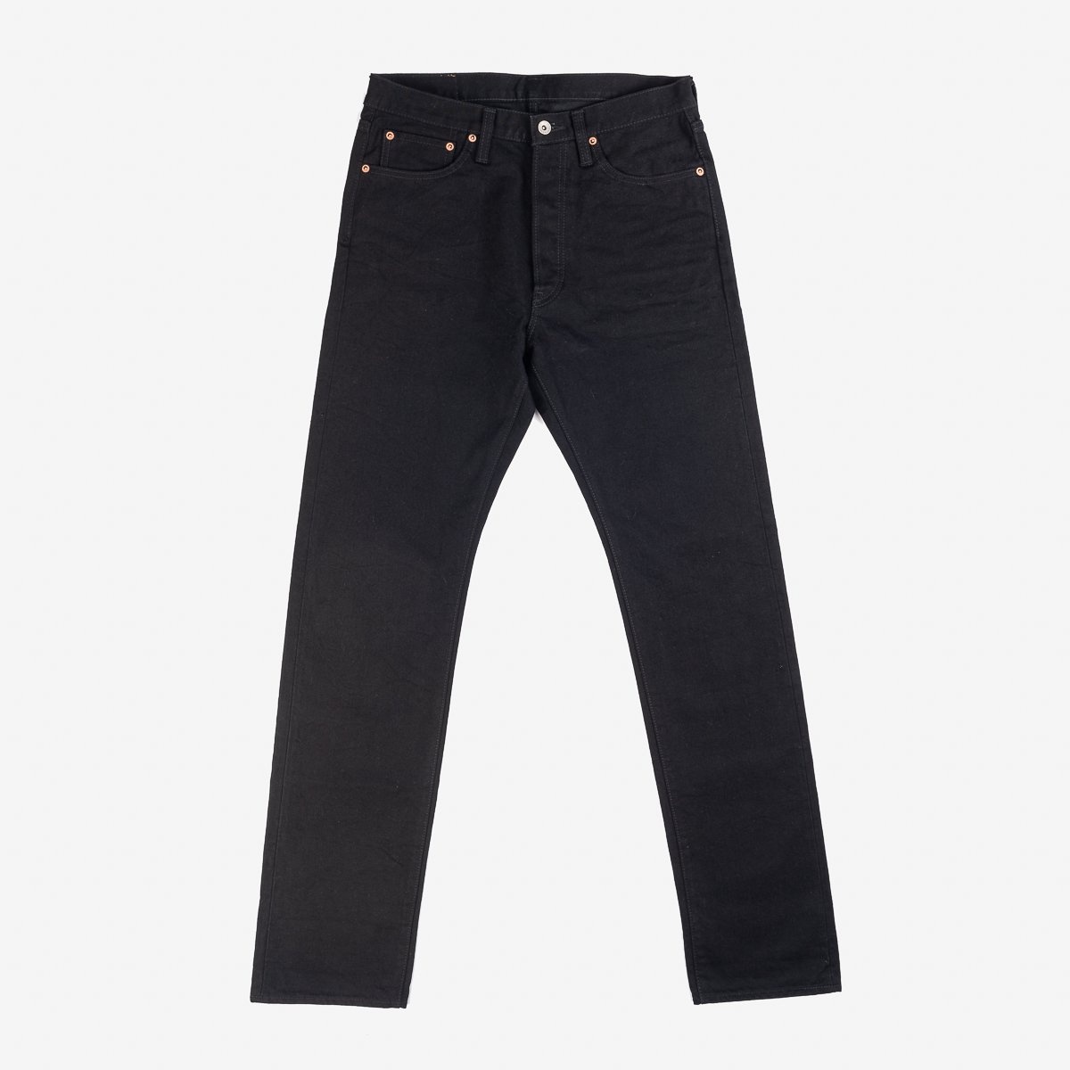 IH-888S-142bb 14oz Selvedge Denim Medium/High Rise Tapered Cut Jeans - Black/Black - 1