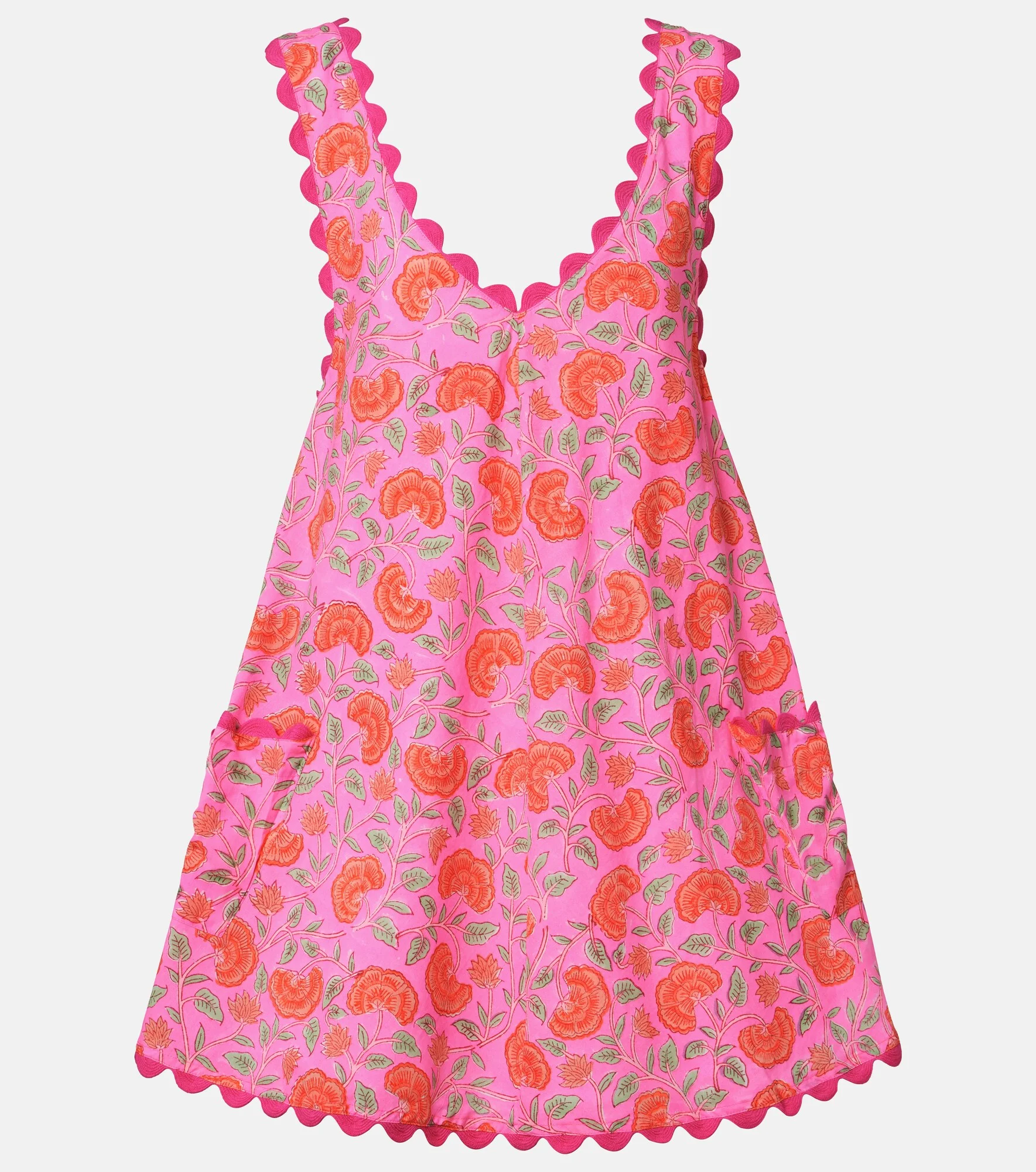 Floral scalloped cotton minidress - 1