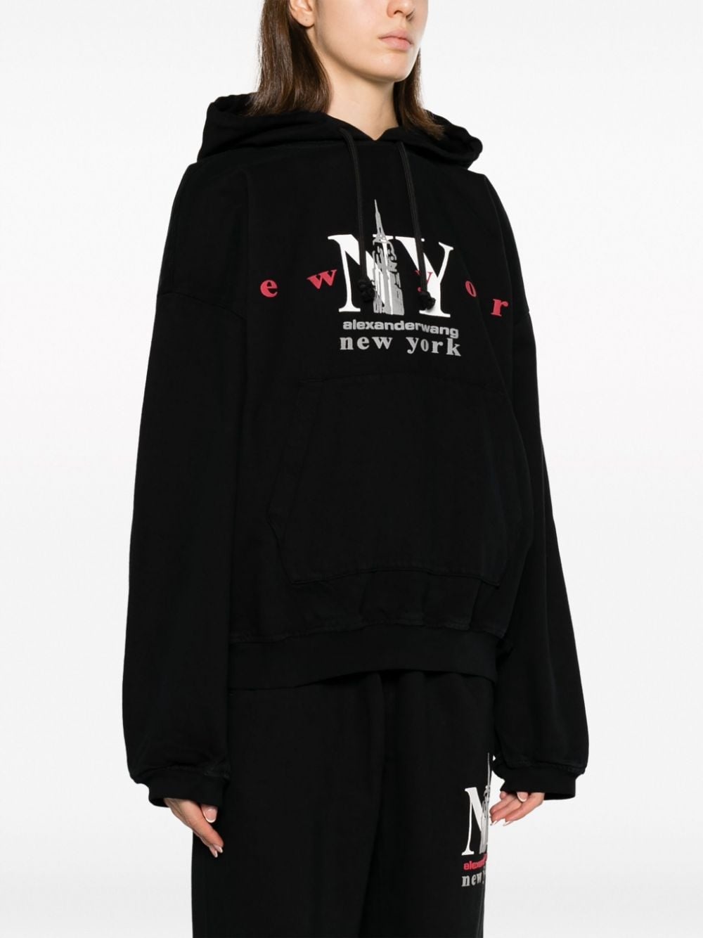 logo-print cotton-blend hoodie - 3