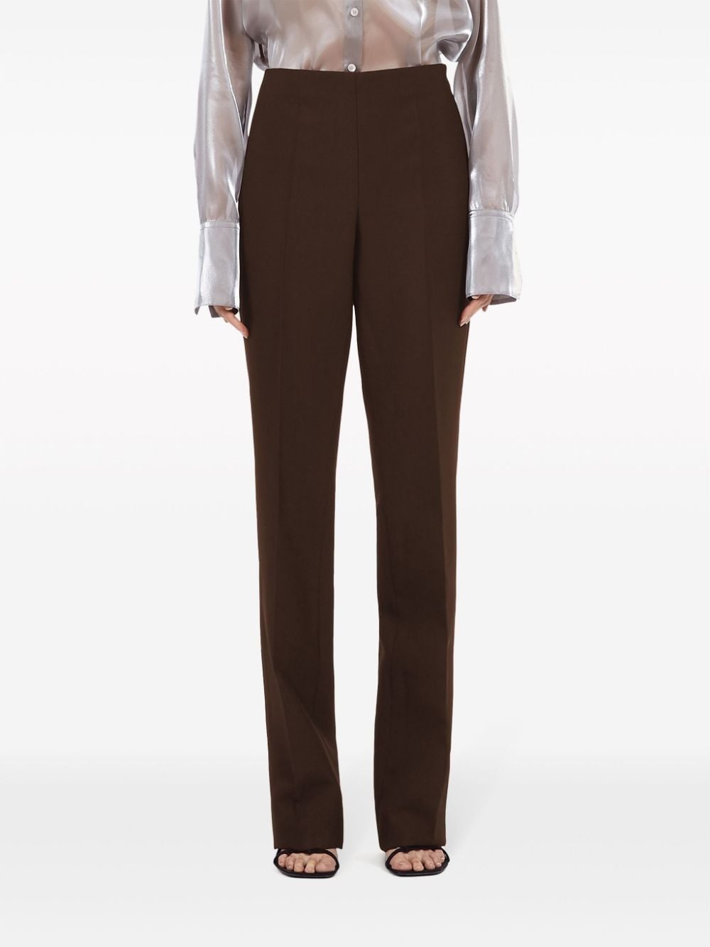 pleat-detail straight-leg trousers - 3