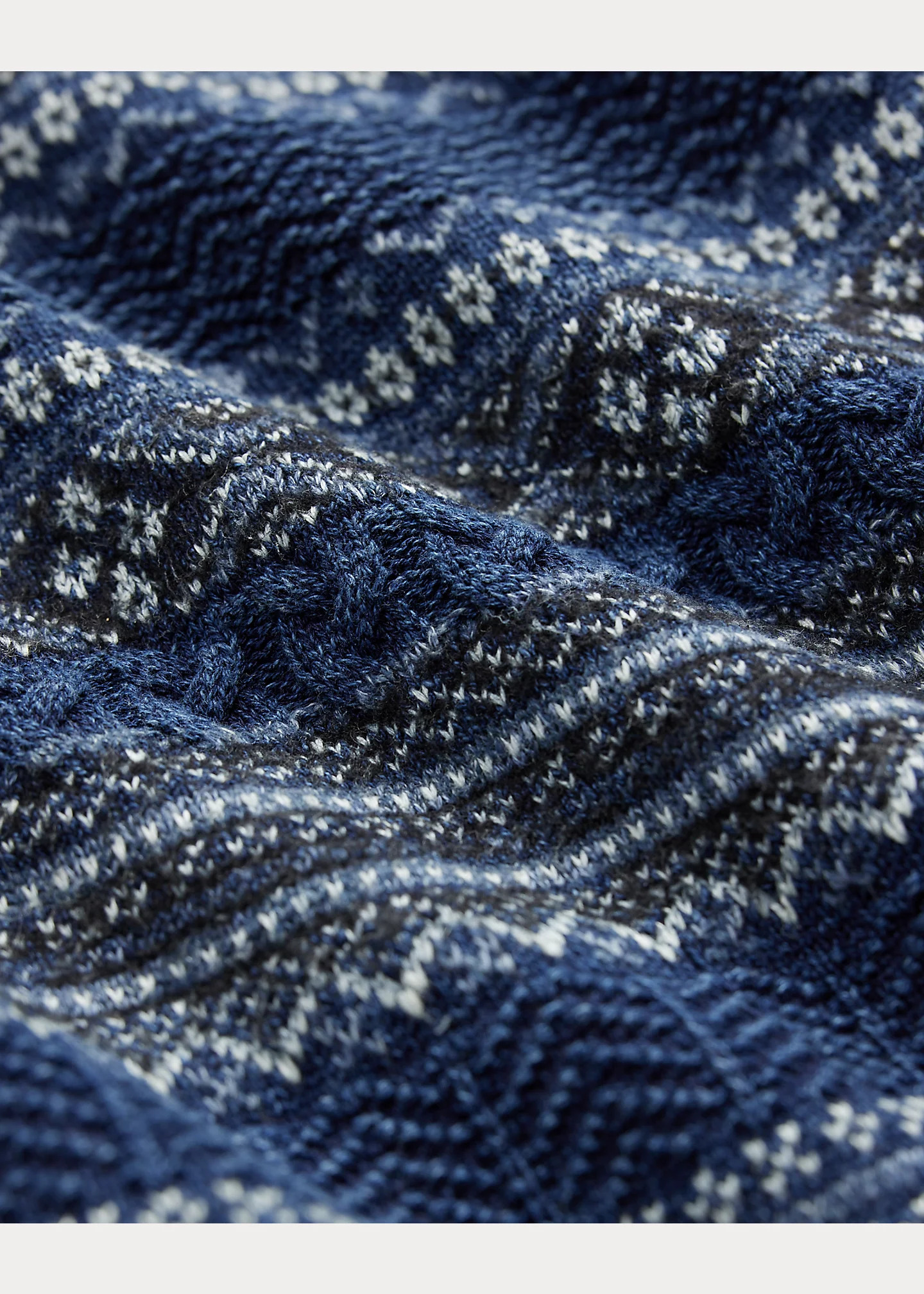 Indigo Fair Isle Cotton-Linen Sweater - 5