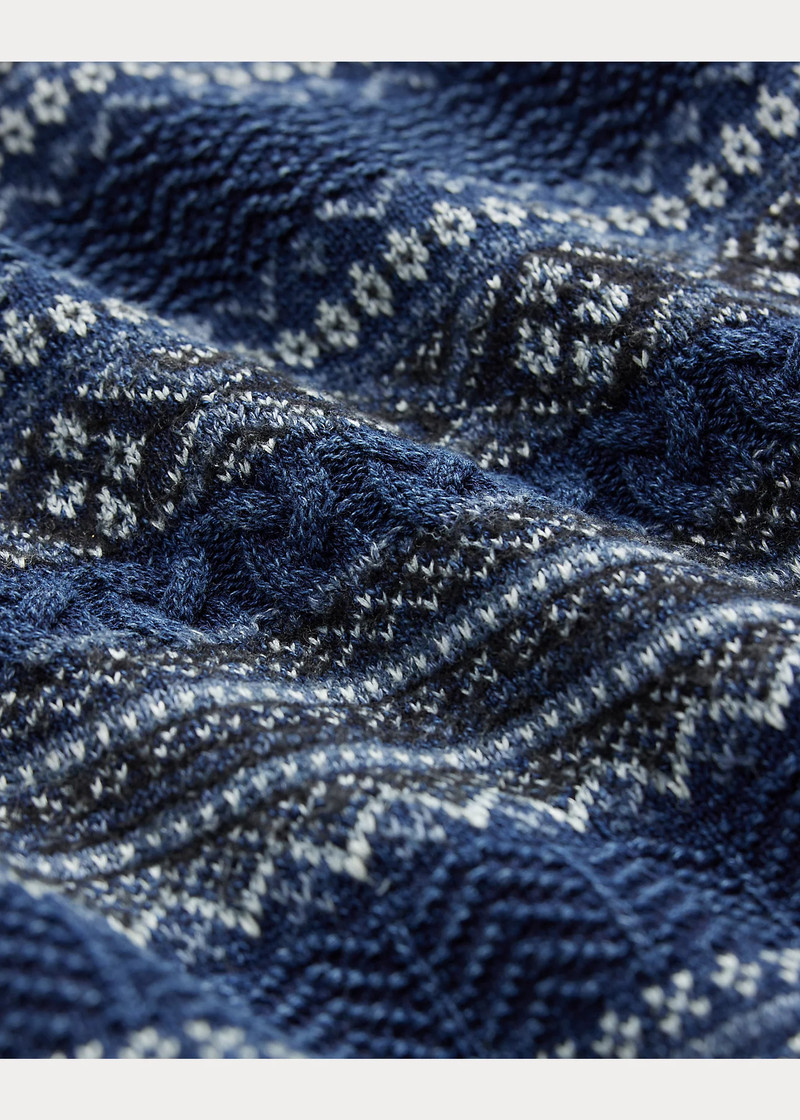 Indigo Fair Isle Cotton-Linen Sweater 5