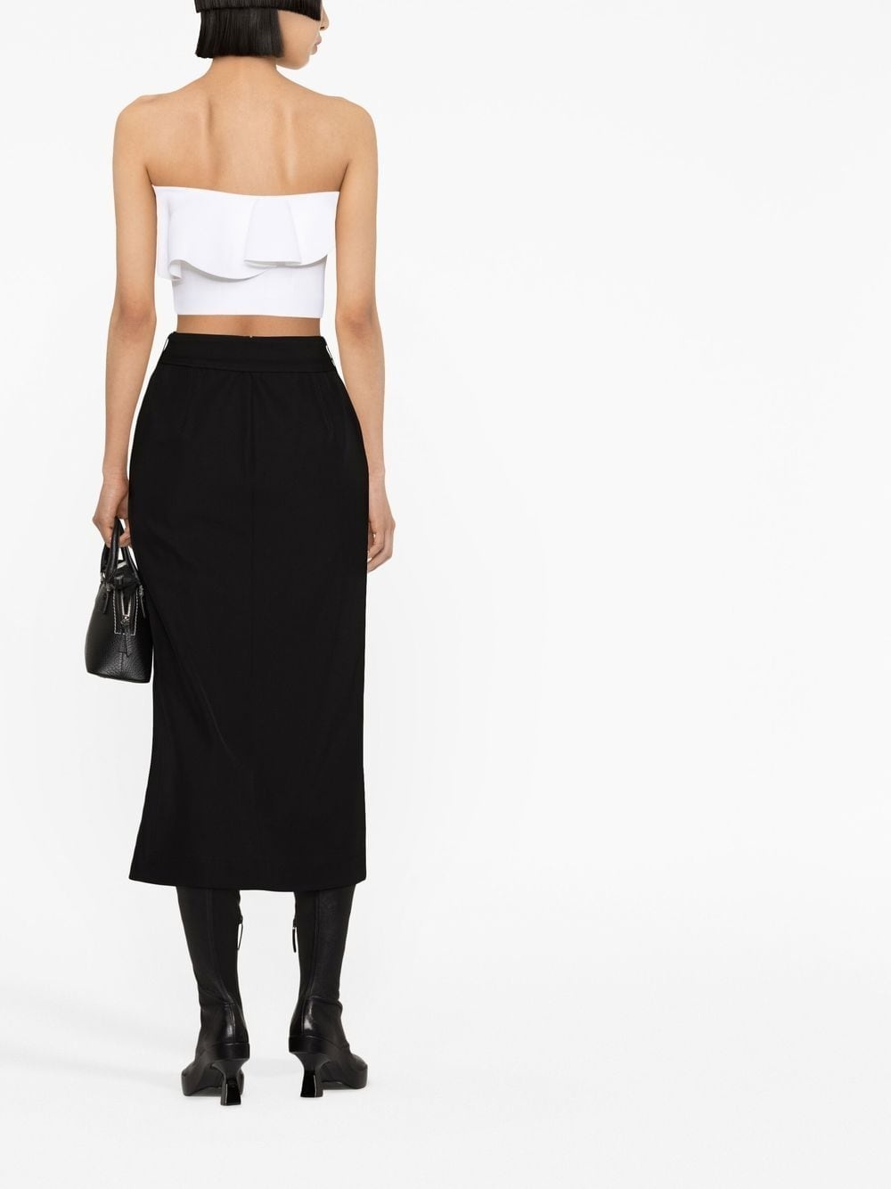 belted-waist mid-length skirt - 3