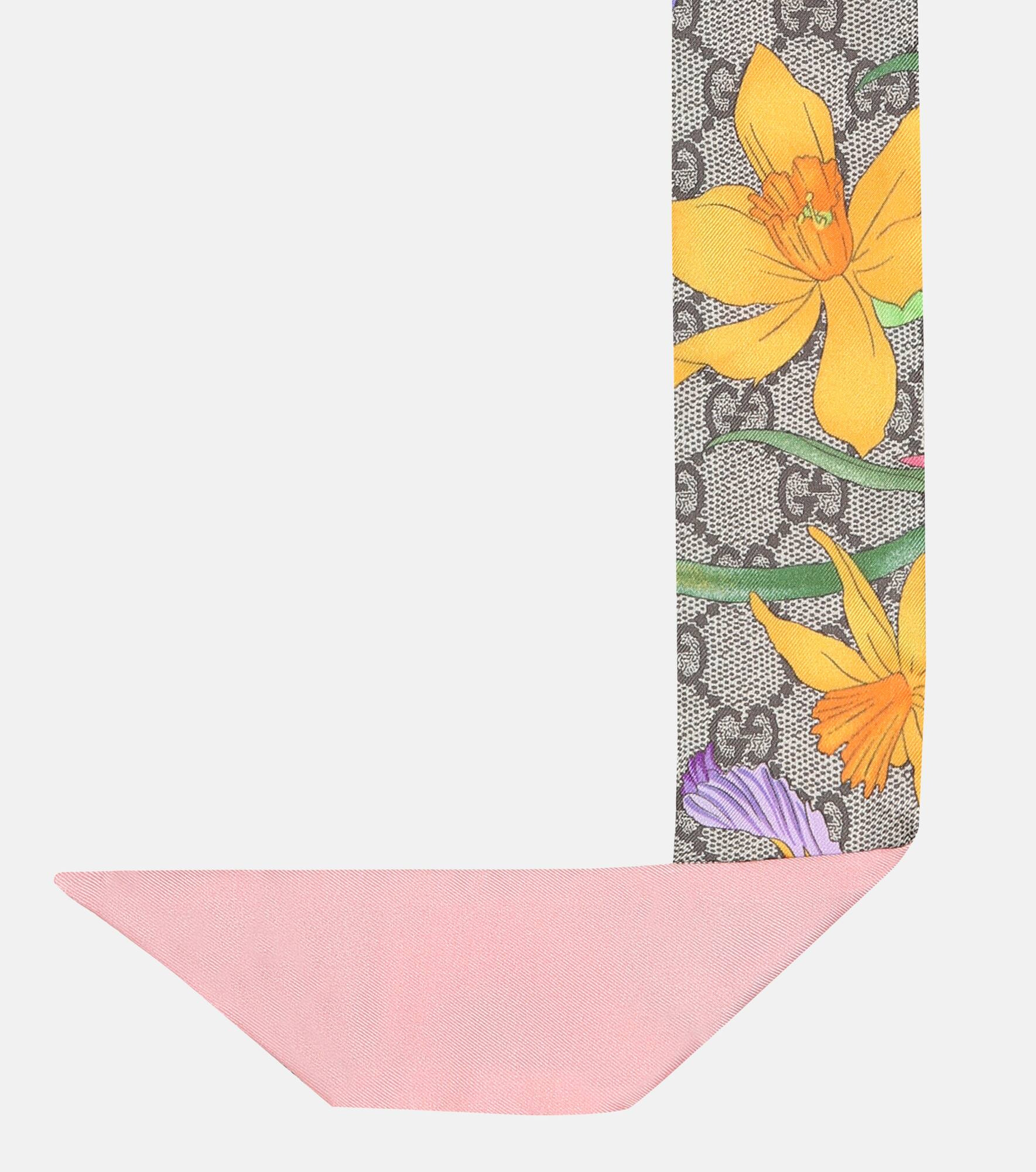 GG Flora silk neck tie - 4
