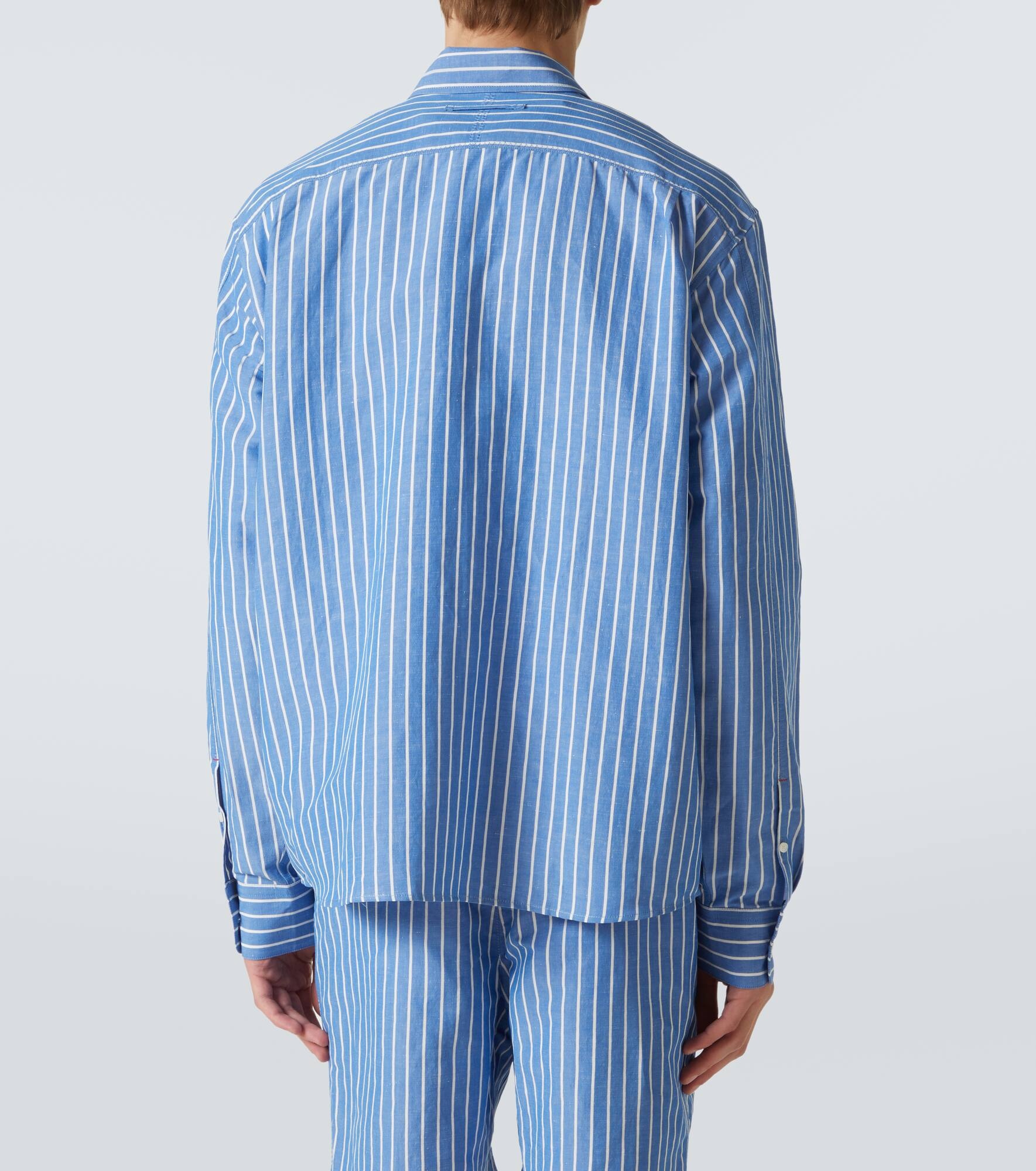 Striped linen and cotton shirt - 4