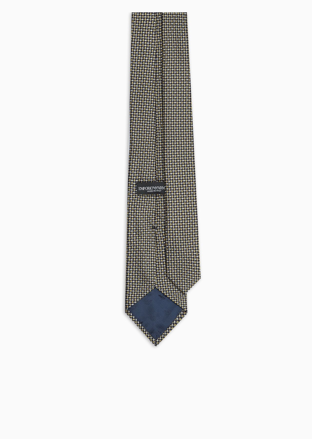 Pure silk tie with jacquard op-art motif - 2
