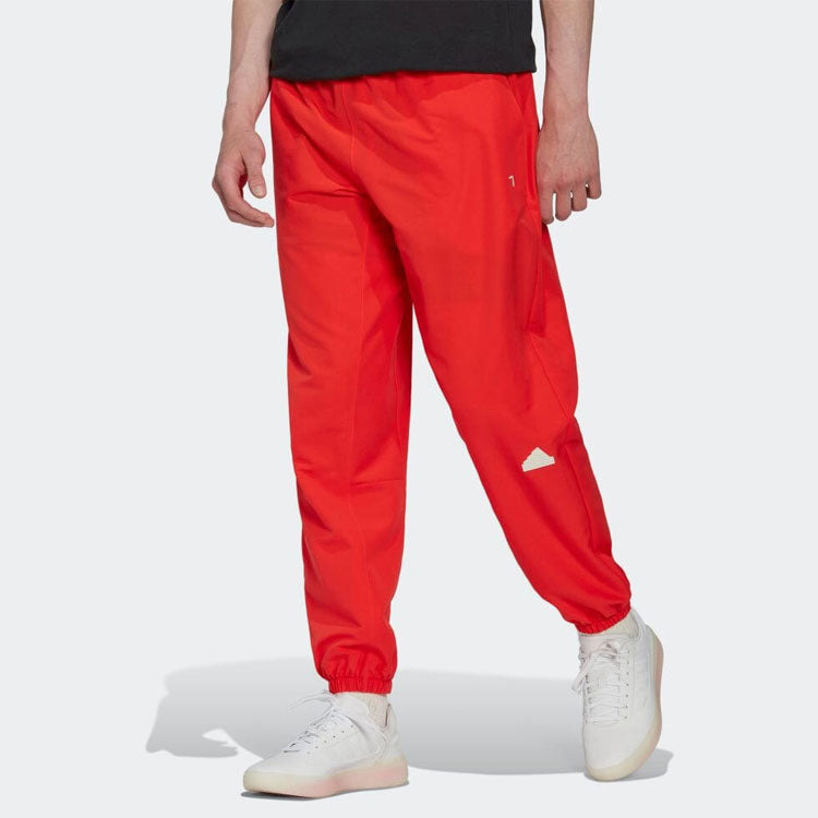 Men's adidas Solid Color Logo Bundle Feet Casual Sports Pants/Trousers/Joggers Autumn Red HG2068 - 2