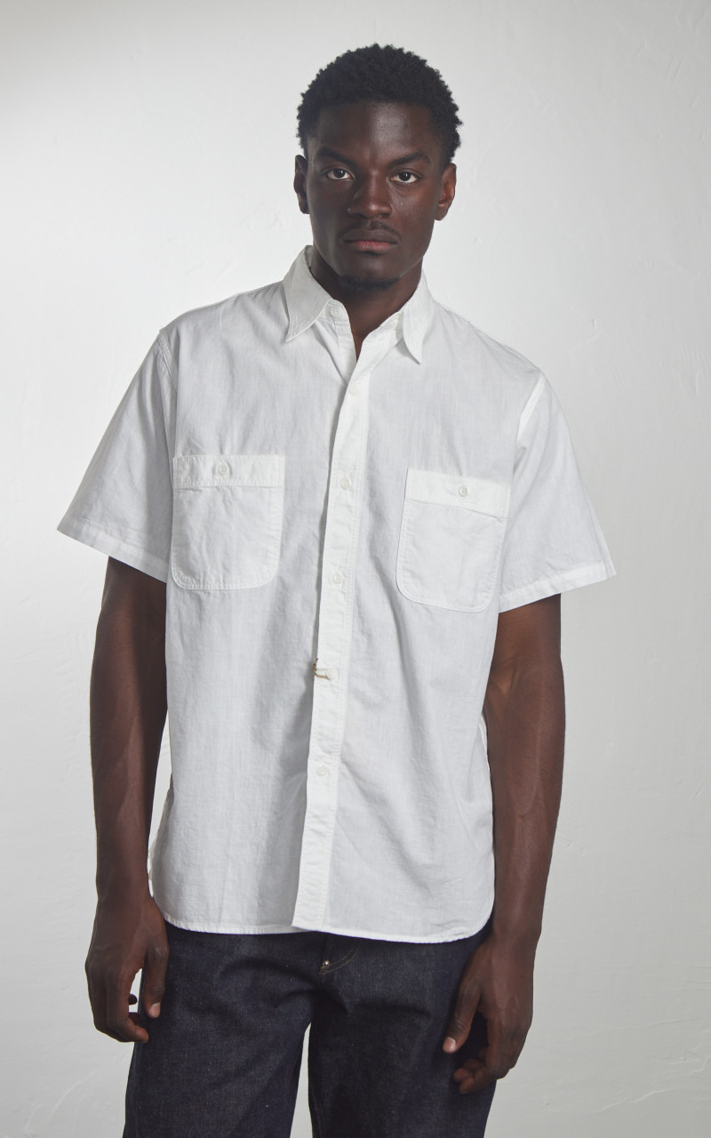 SHORT SLEEVE CHAMBRAY WORK SHIRT WHITE - 2