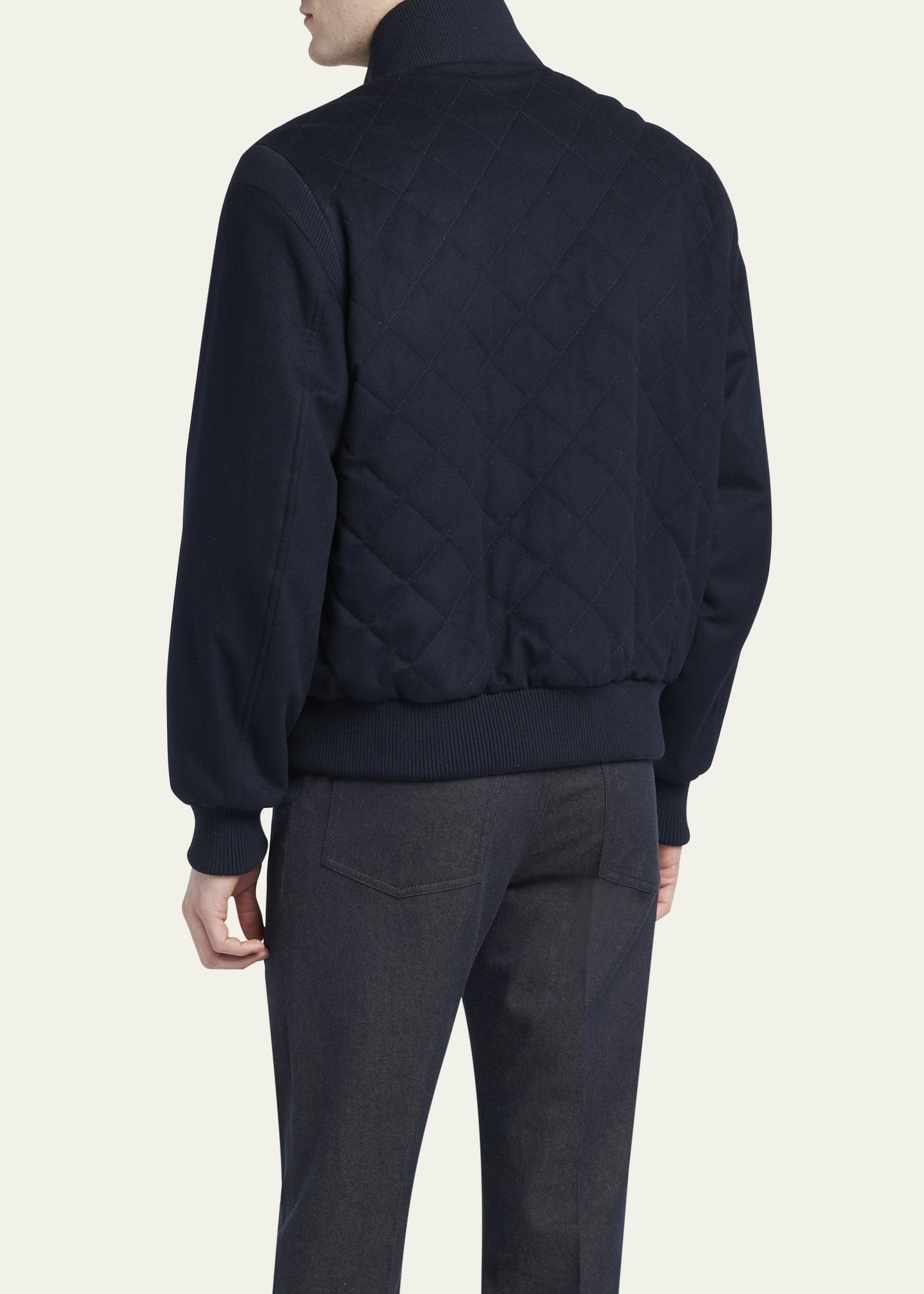Men's Reversible Quilted Cashmere Bomber Jacket - 3