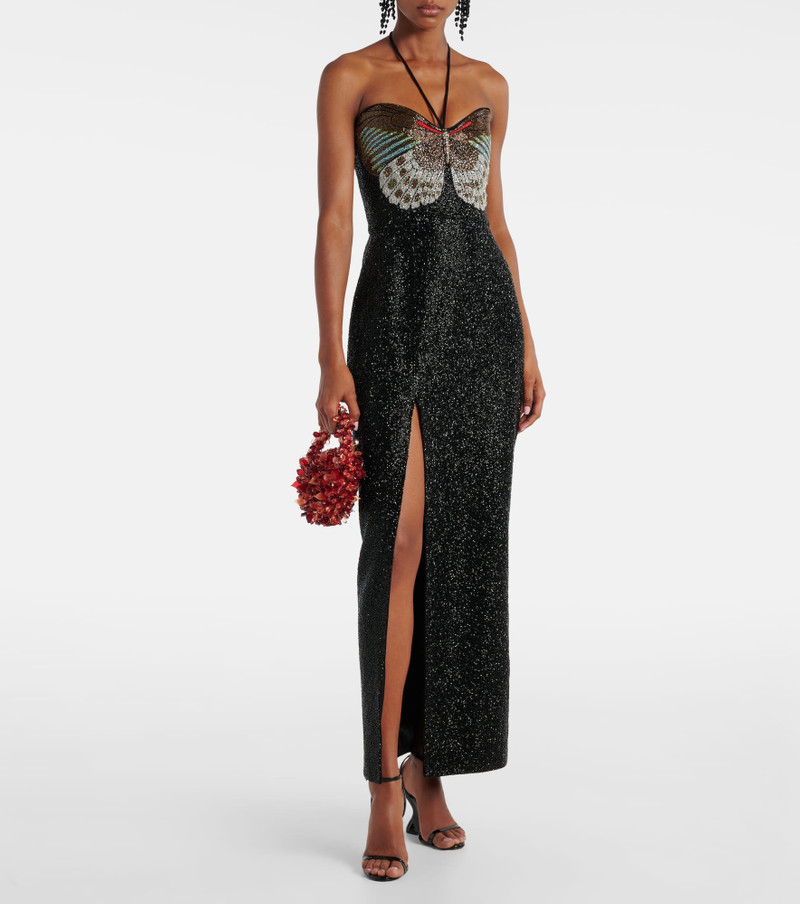 CLIO PEPPIATT Mariposa embellished halterneck gown outlook