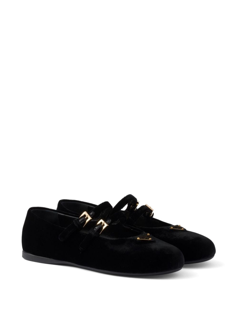 velvet-finish ballerina shoes - 2
